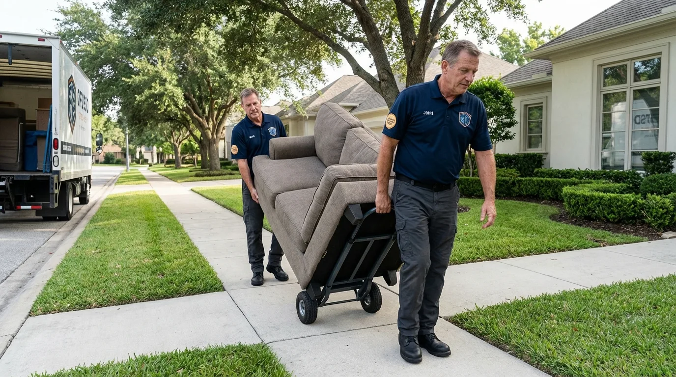 Local residential moving crew loading furniture in Parlier, CA